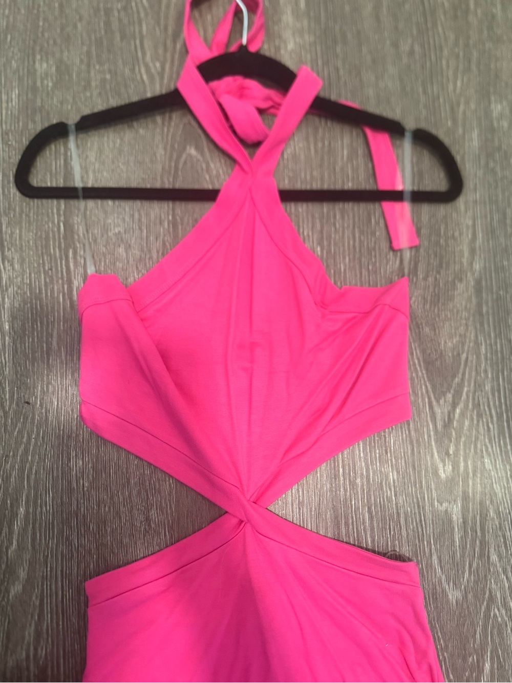 Hot Pink Halter Maxi Dress with Twist Cutout